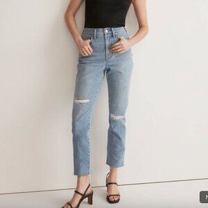 Madewell, Perfect Vintage Jean in Bradwell Wash: Ripped Edition, Size 30T